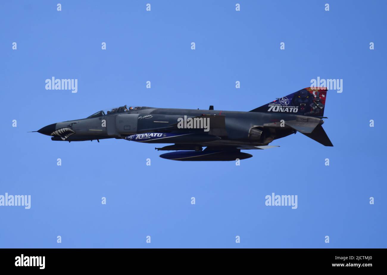 Der McDonnell Douglas Turkish Air Force F-4E Phantom Terminator 2020 auf der Teknofest 2021 Stockfoto