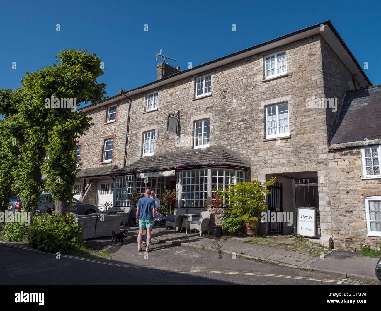 Das Pink Goat Restaurant in Corfe Castle, Dorset, Großbritannien. Stockfoto