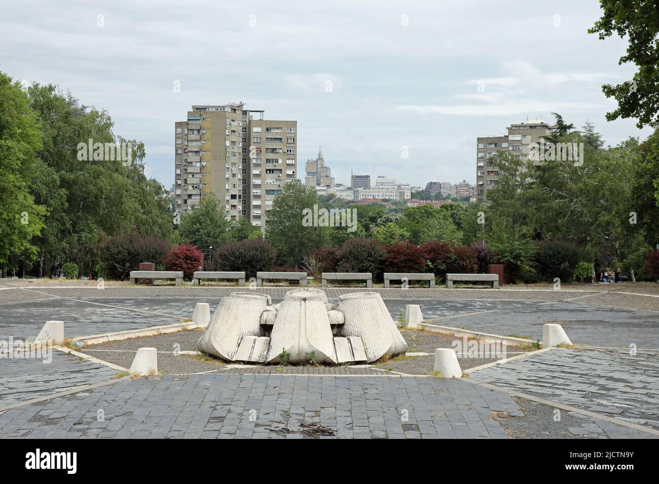 Blick vom Museum von Jugoslawien Stockfoto