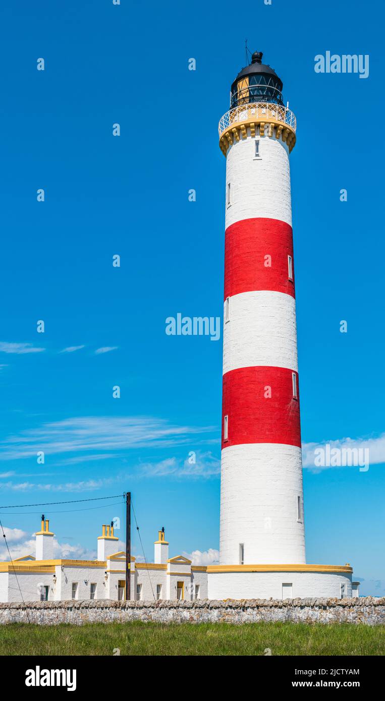 Tarbat Ness Lighthouse, Portmahomack, Highland, Ostküste von Schottland, Großbritannien Stockfoto