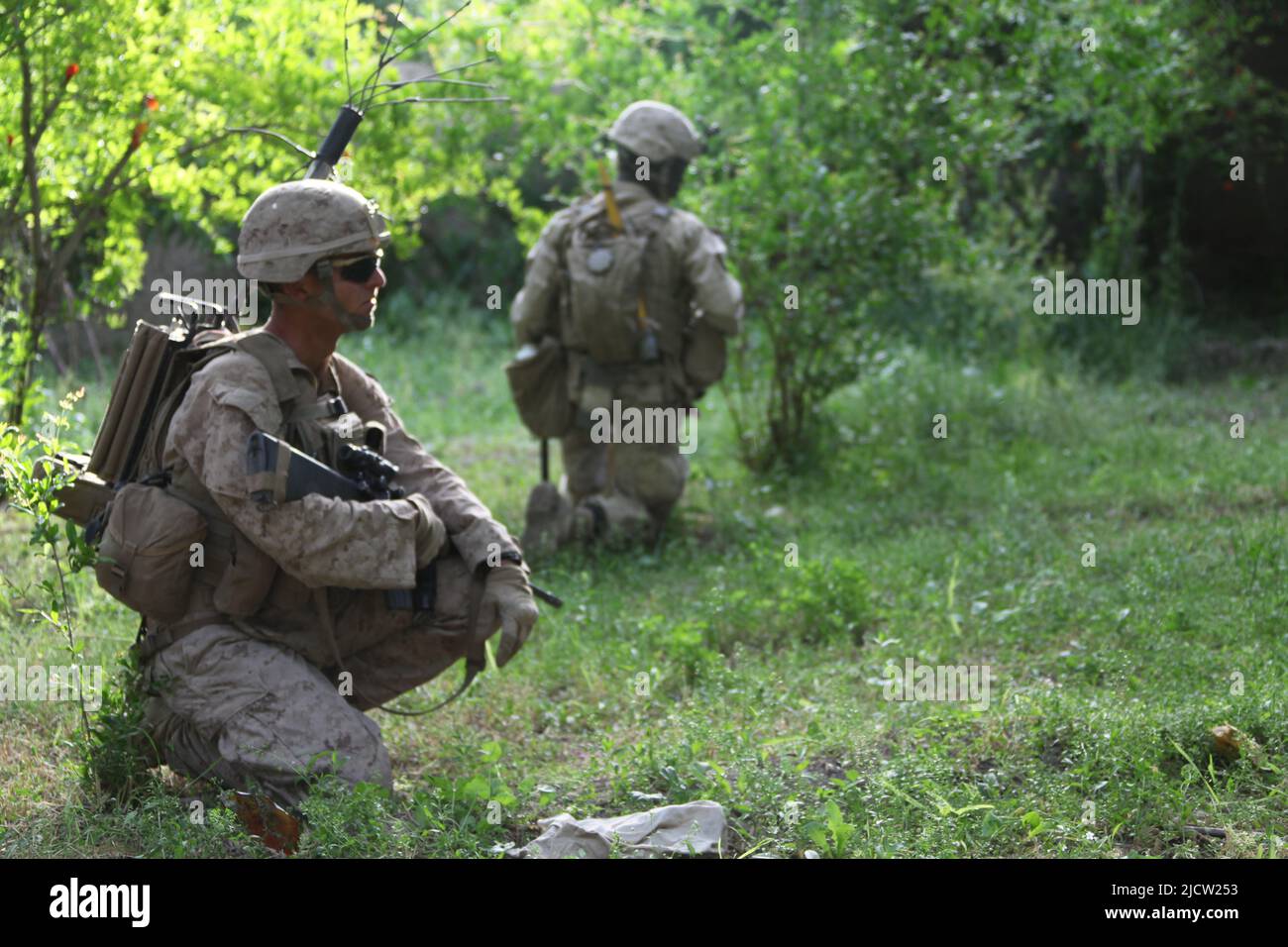 US-Marineinfanteristen auf Patrouille in Kajaki, Provinz Helmond, Afghanistan. Stockfoto