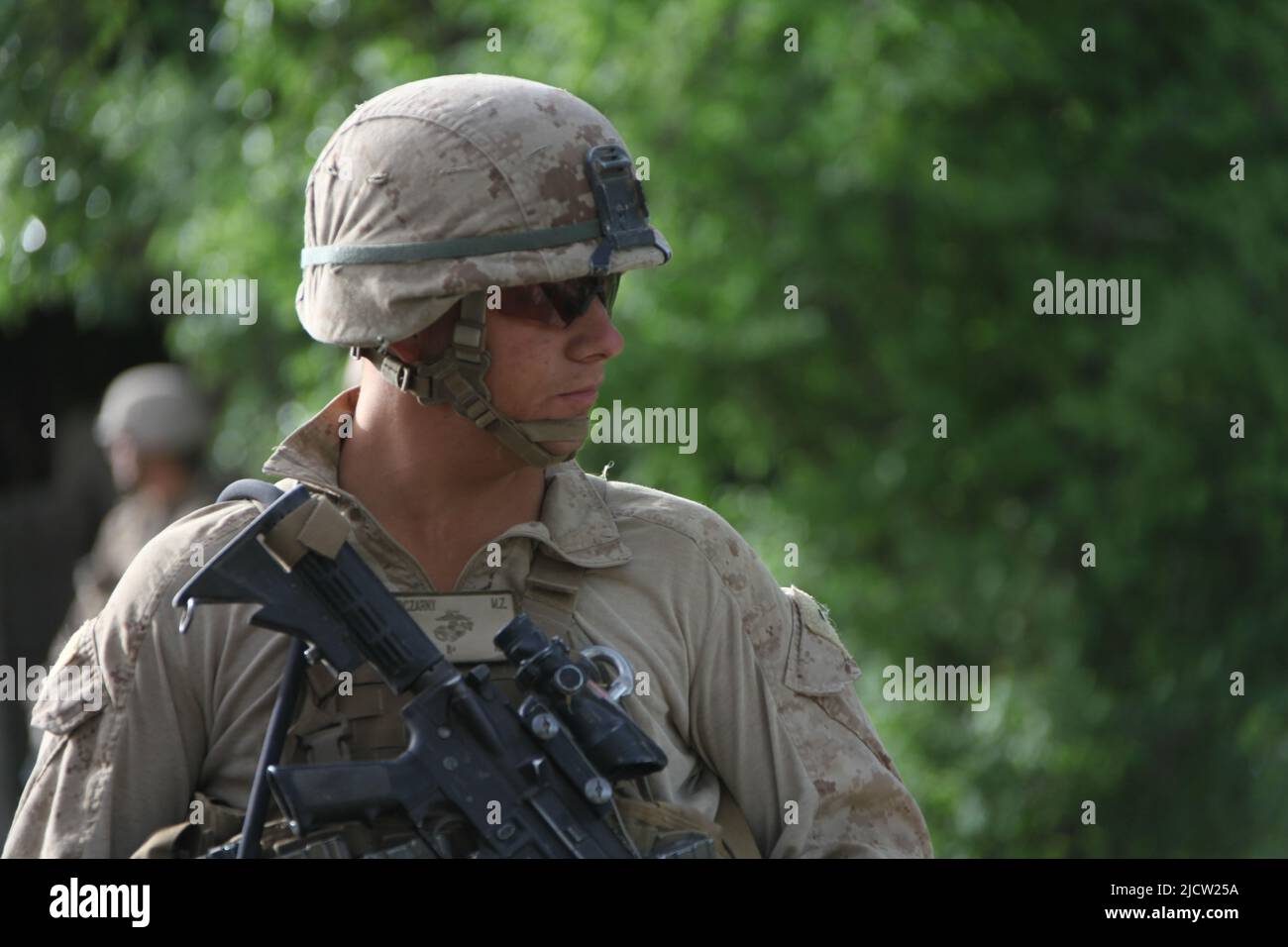 US-Marineinfanteristen auf Patrouille in Kajaki, Provinz Helmond, Afghanistan. Stockfoto