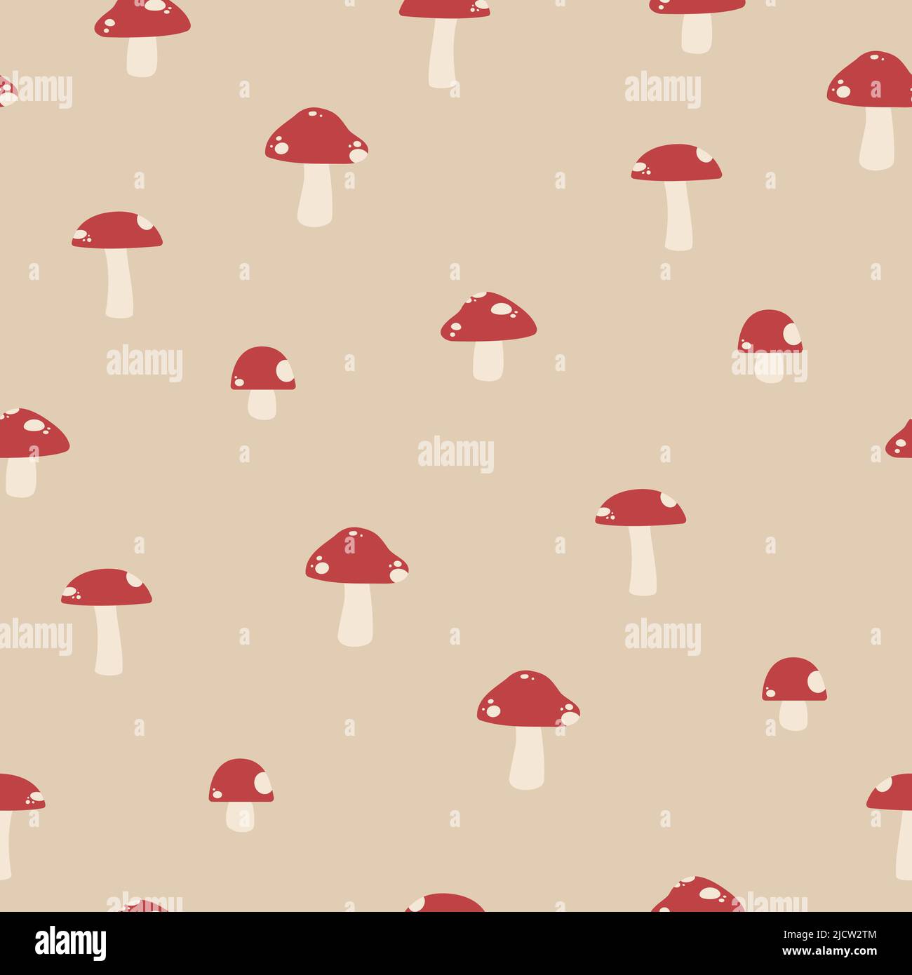 Niedliches rotes Pilz nahtloses Vektor-Muster. Schlichtes, modernes, minimalistisches Flachdesign. Herbst Herbst Oberflächenmuster für Kinder. Wiederholung, Hintergrund, Endlosdruck. Stock Vektor