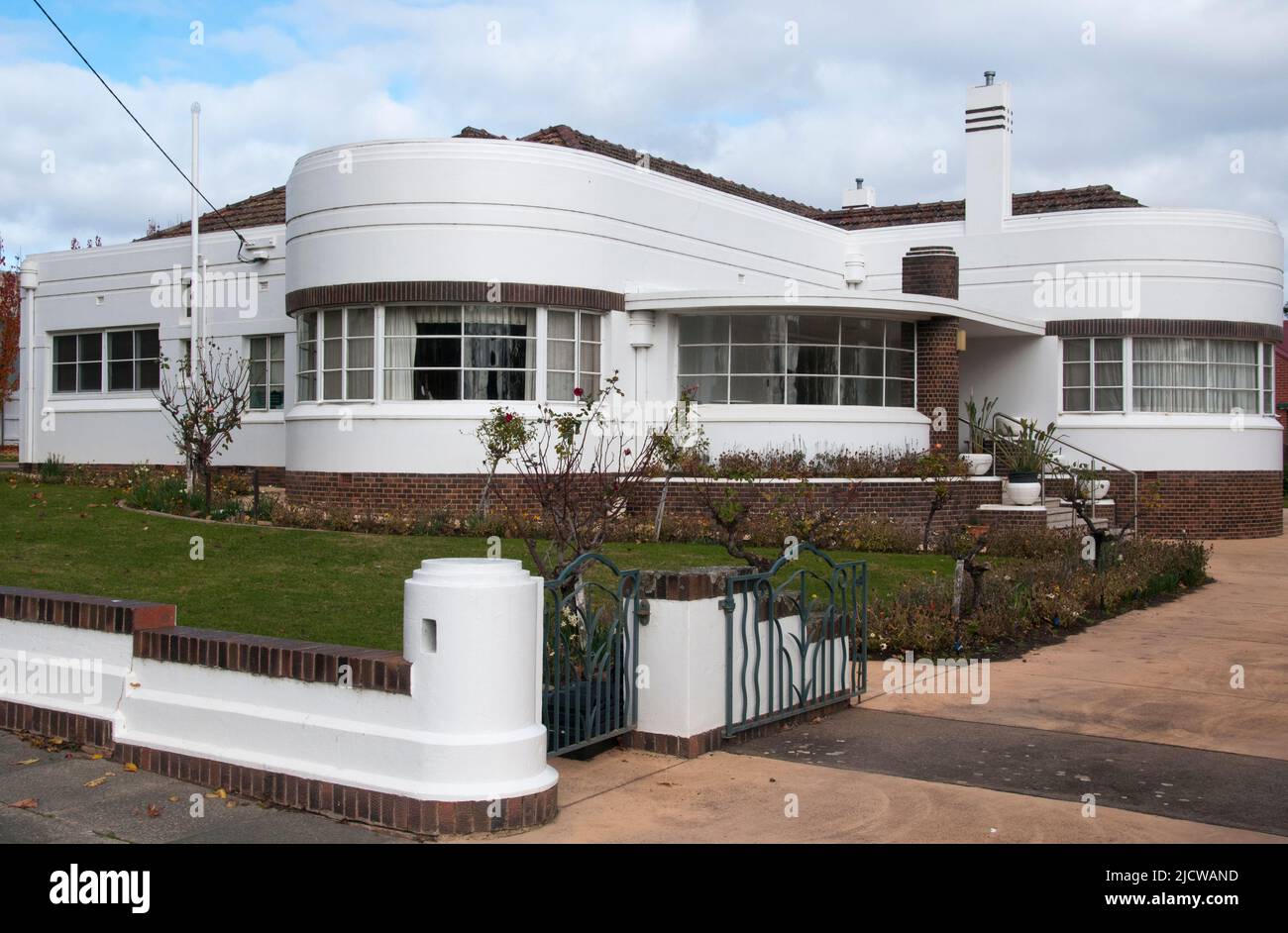 Streamline Moderne (Art déco)-Haus in Bendigo, Victoria, Australien Stockfoto
