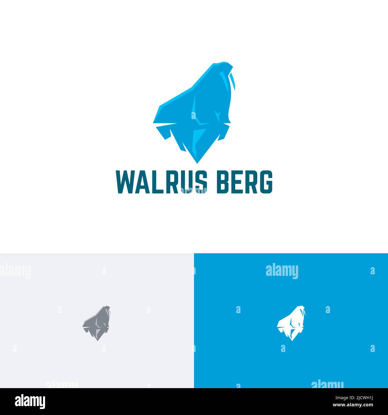Walrus Berg Iceberg Animal Pole Wildlife Global Warming Logo Stock Vektor