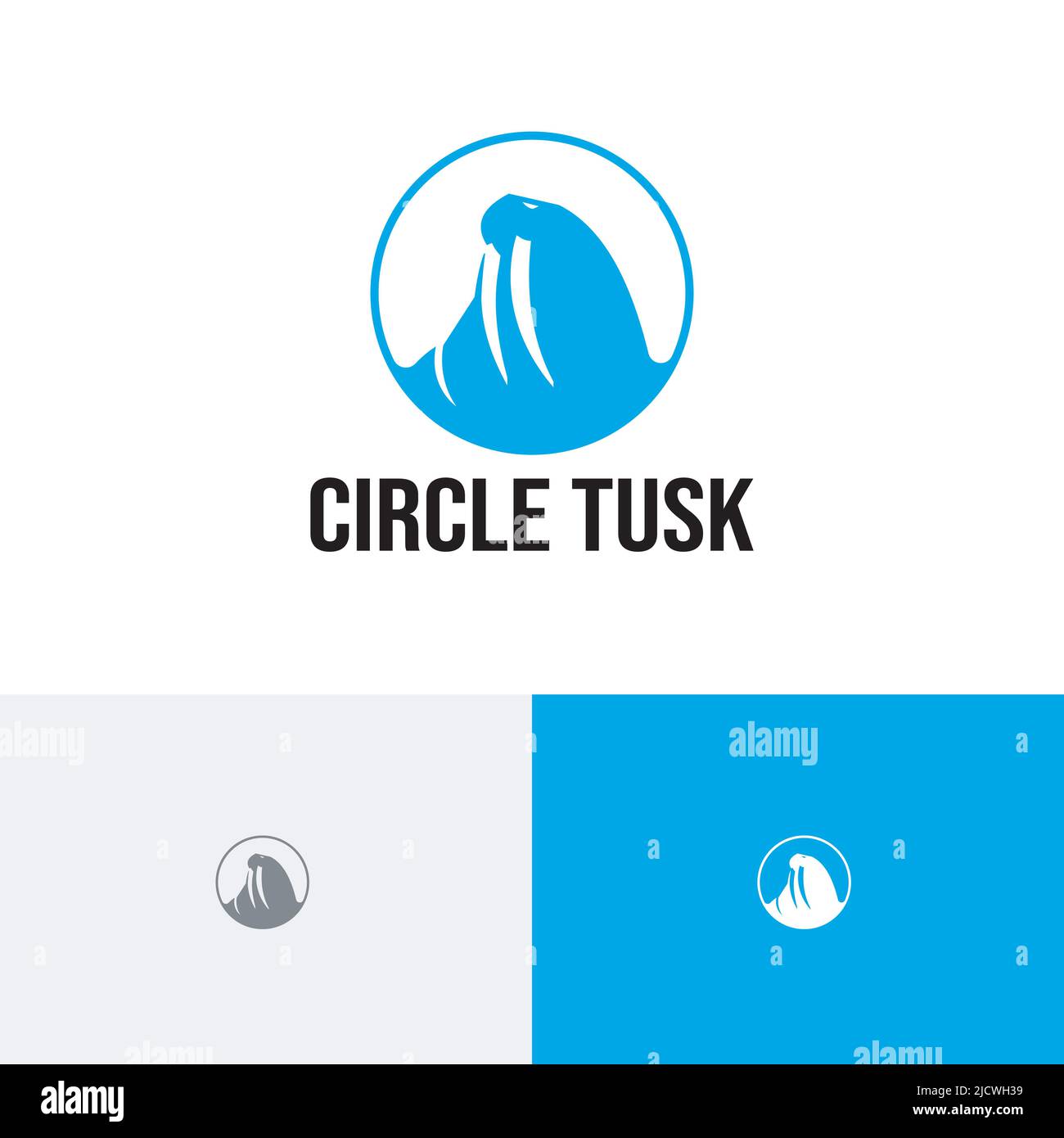 Circle Tusk Walrus Animal Pole Wildlife Nature Logo Stock Vektor