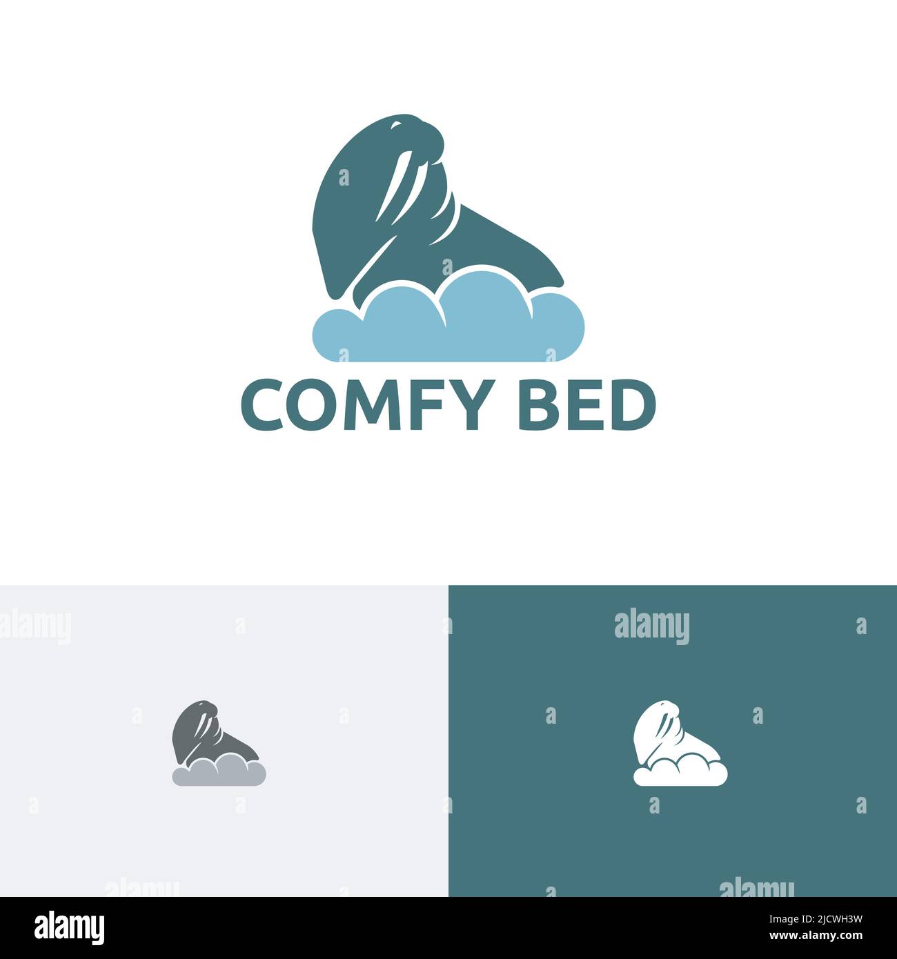 Großes Bequemes Bett Sofa Walrus Cloud Möbel Logo Stock Vektor