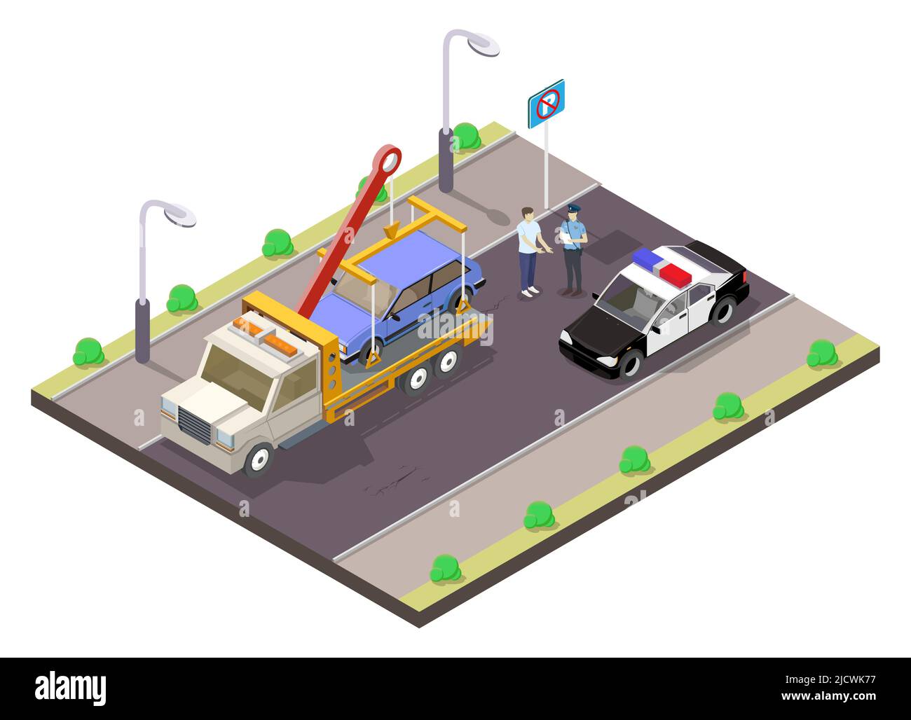 Abbildung des isometrischen Szenenvektors für unzulässiges Parken Stock Vektor