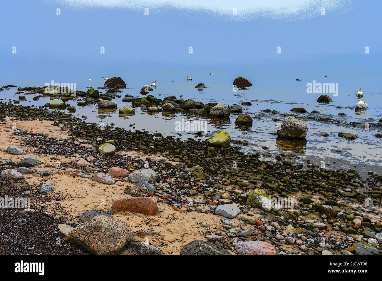 Abstrakte Darstellung des aufsteigenden Küstengebietes an der Ostsee Stockfoto