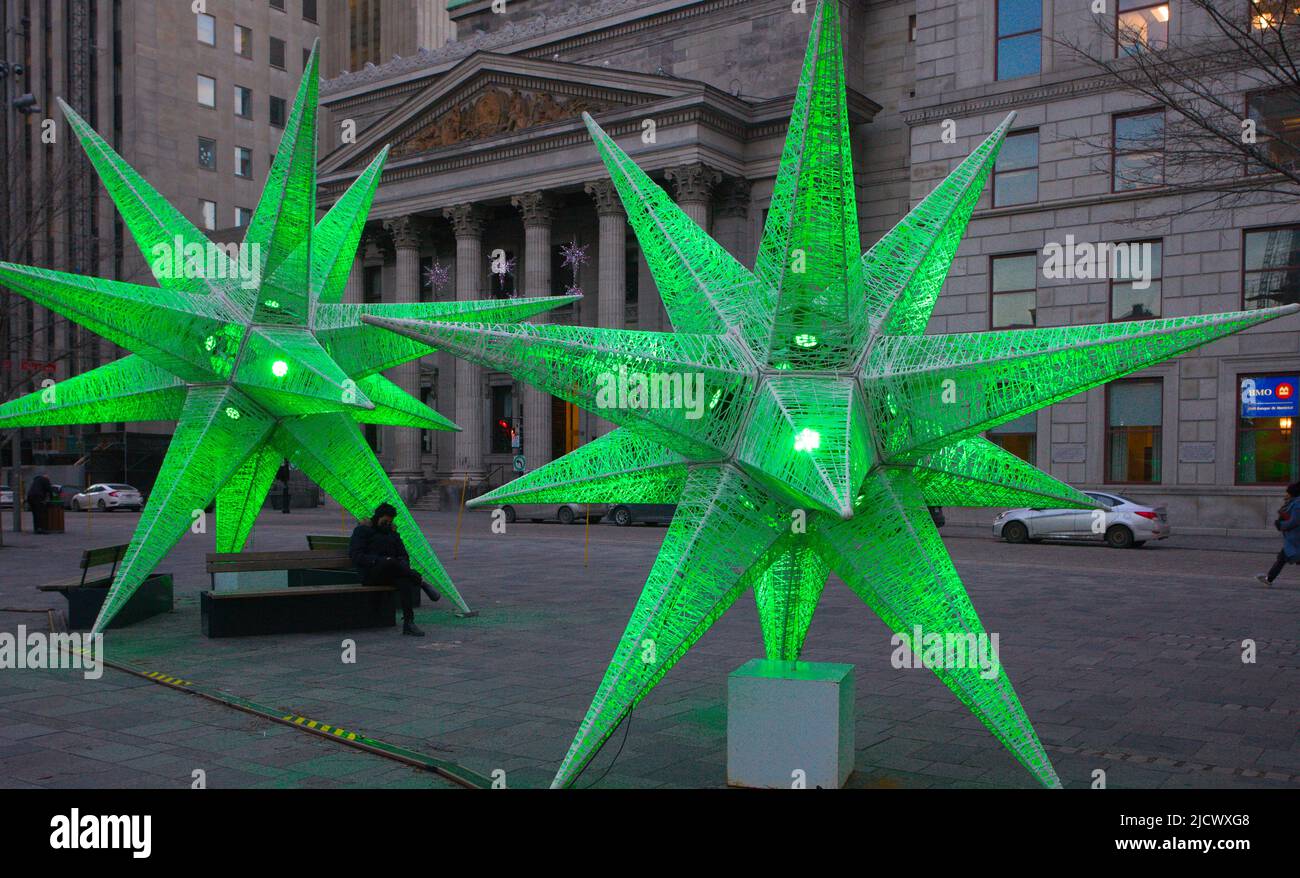 Weihnachtsdekoration, Kanada, Montreal, Place d'Armes Stockfoto