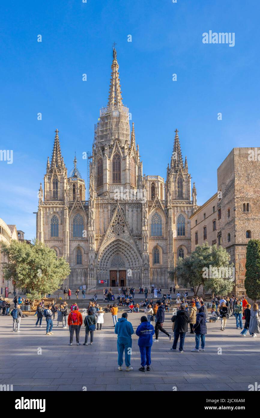 Die Kathedrale (Catedral de la Santa Creu i Santa Eulalia), Barcelona, Katalonien, Spanien, Europa Stockfoto