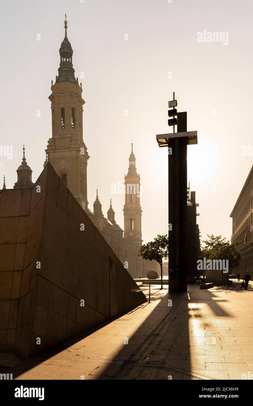 Plaza del Pilar, Zaragoza, Aragon, Spanien, Europa Stockfoto