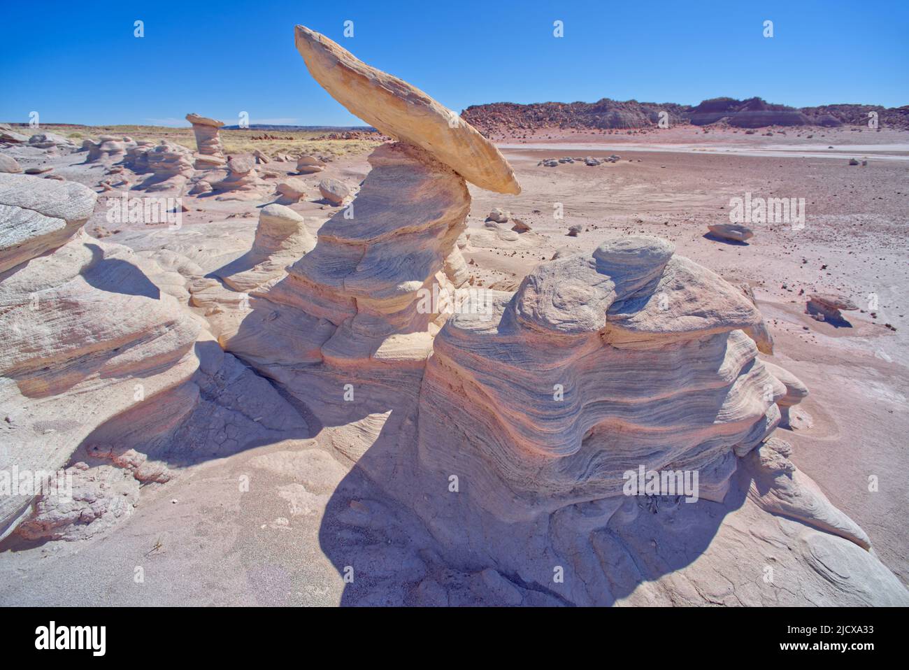 Hoodoo-Formationen im Devil's Playground im Petrified Forest National Park, Arizona, Vereinigte Staaten von Amerika, Nordamerika Stockfoto