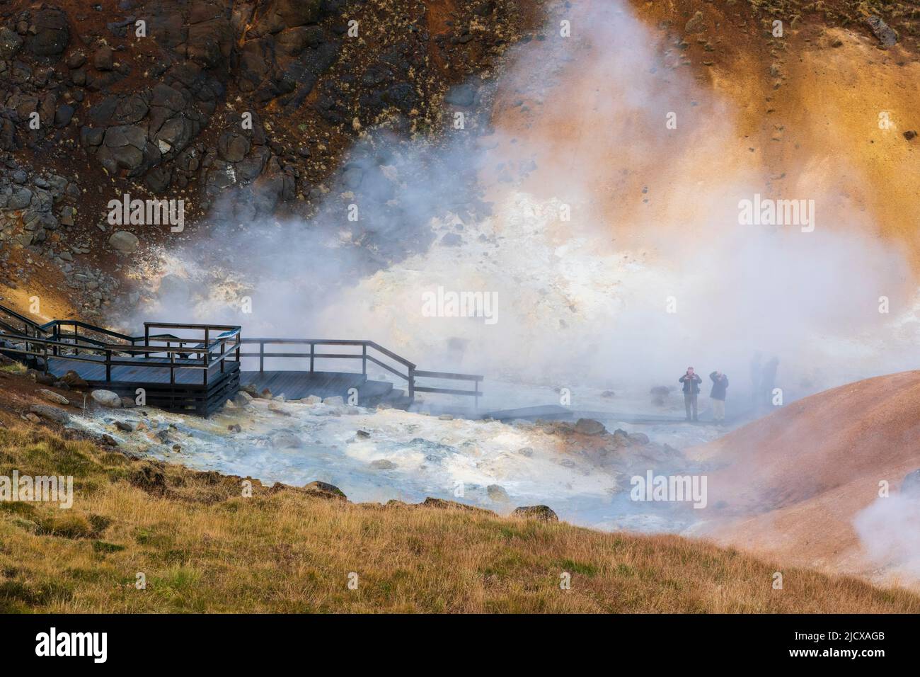 Seltun Geothermie Gebiet, Krysuvik, Reykjanes Halbinsel, Island, Polarregionen Stockfoto