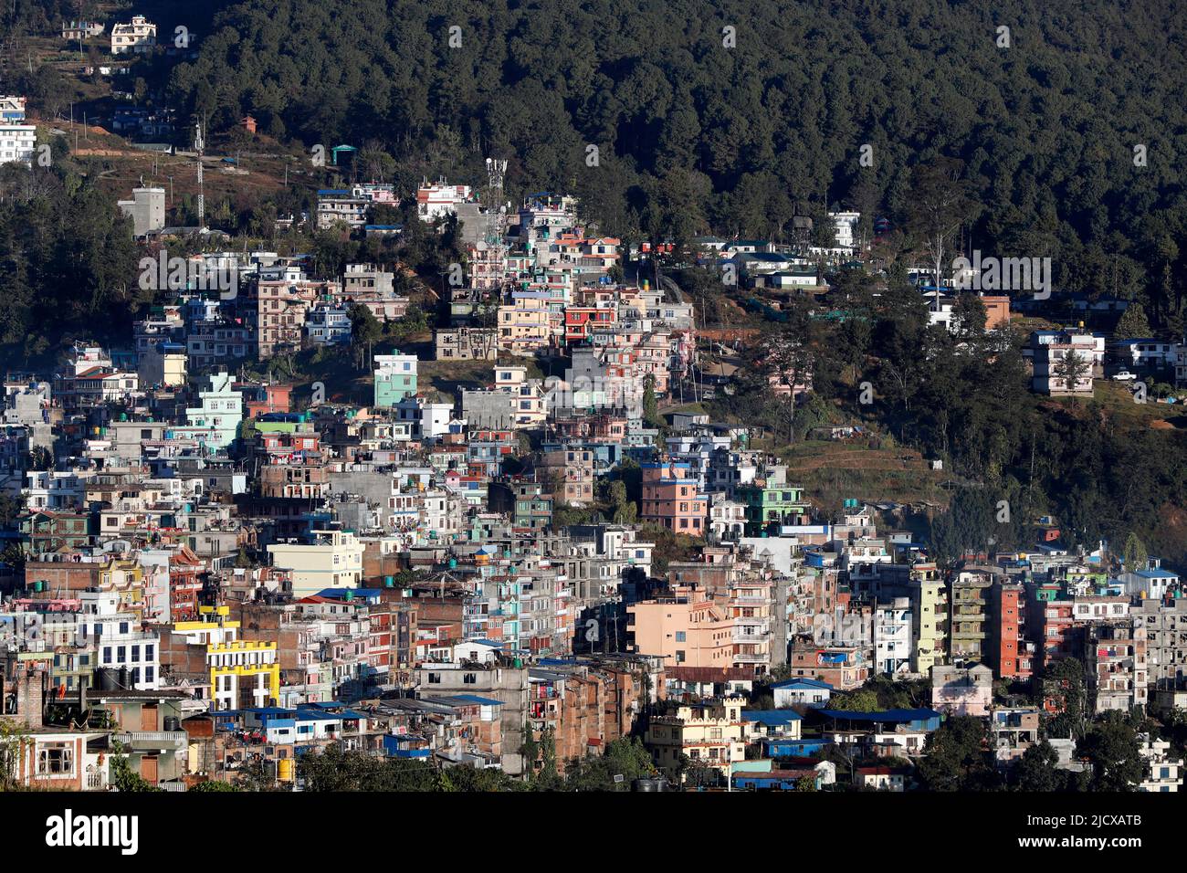 Blick auf die nepalesische Stadt Charikot, Dolakha, Nepal, Asien Stockfoto