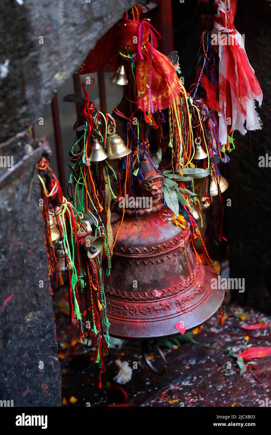 Hinduglocke im Tempel, Kathmandu, Nepal, Asien Stockfoto