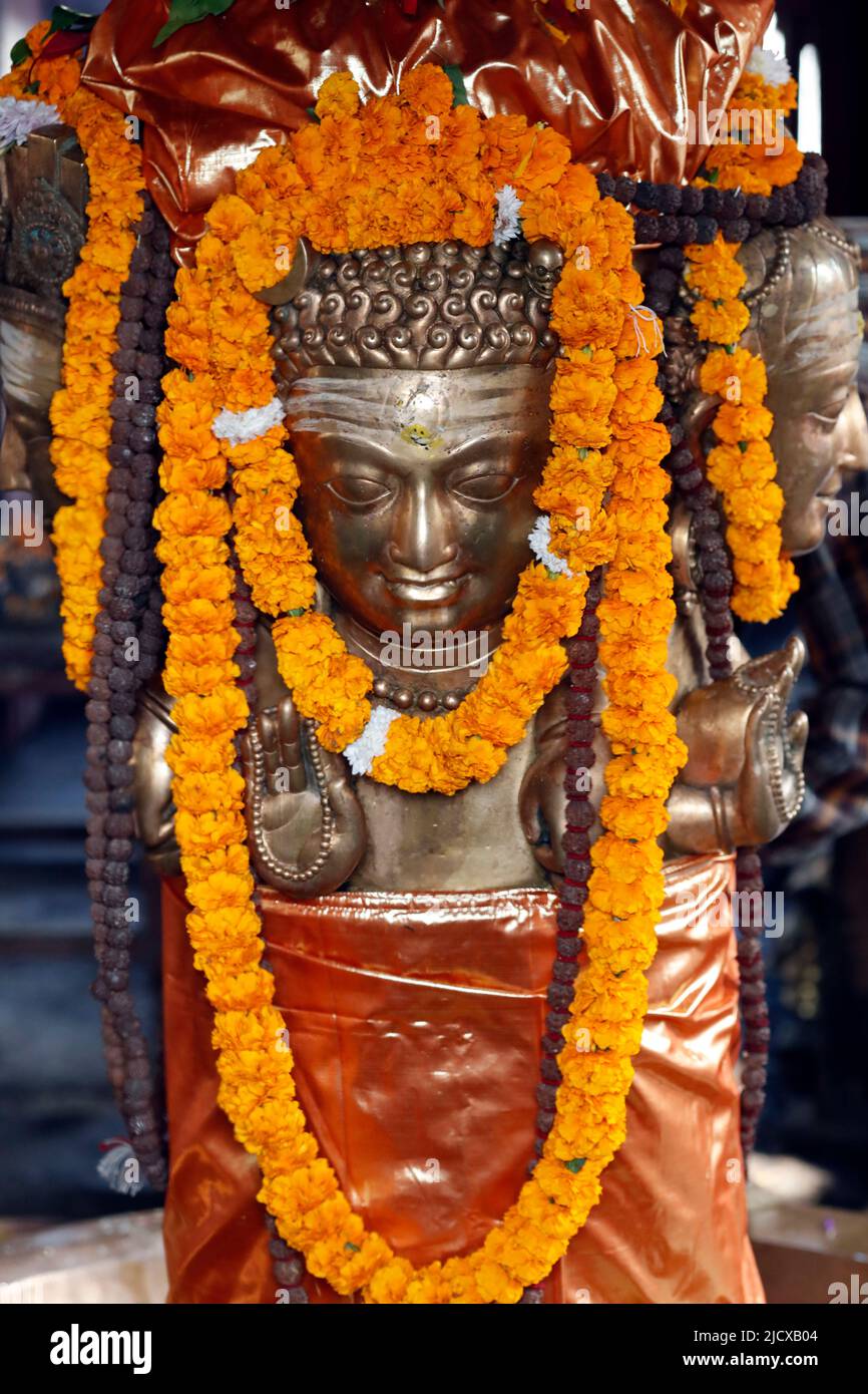Hindu-Gottheit, Mahendreswor-Tempel am Hanuman-Dhoka Durbar Square, Kathmandu, Nepal, Asien Stockfoto