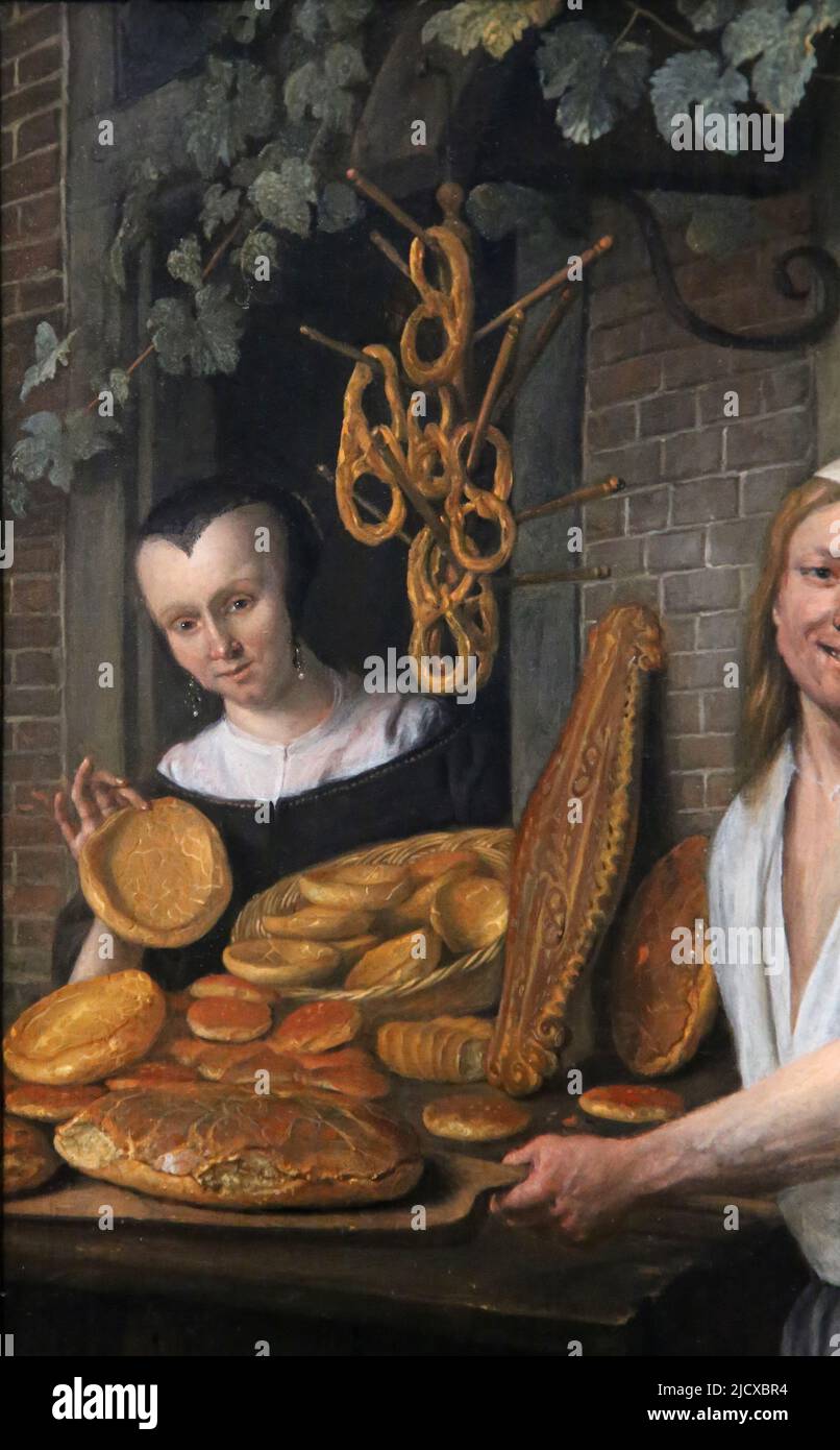 Der Baker arent Oostwaard und seine Frau, Catharina Keiserswaard von Jan Steen (c. 1626-1679). Öl auf Platte, 1658. Rijksmuseum. Amsterdam. Niederlande. Stockfoto
