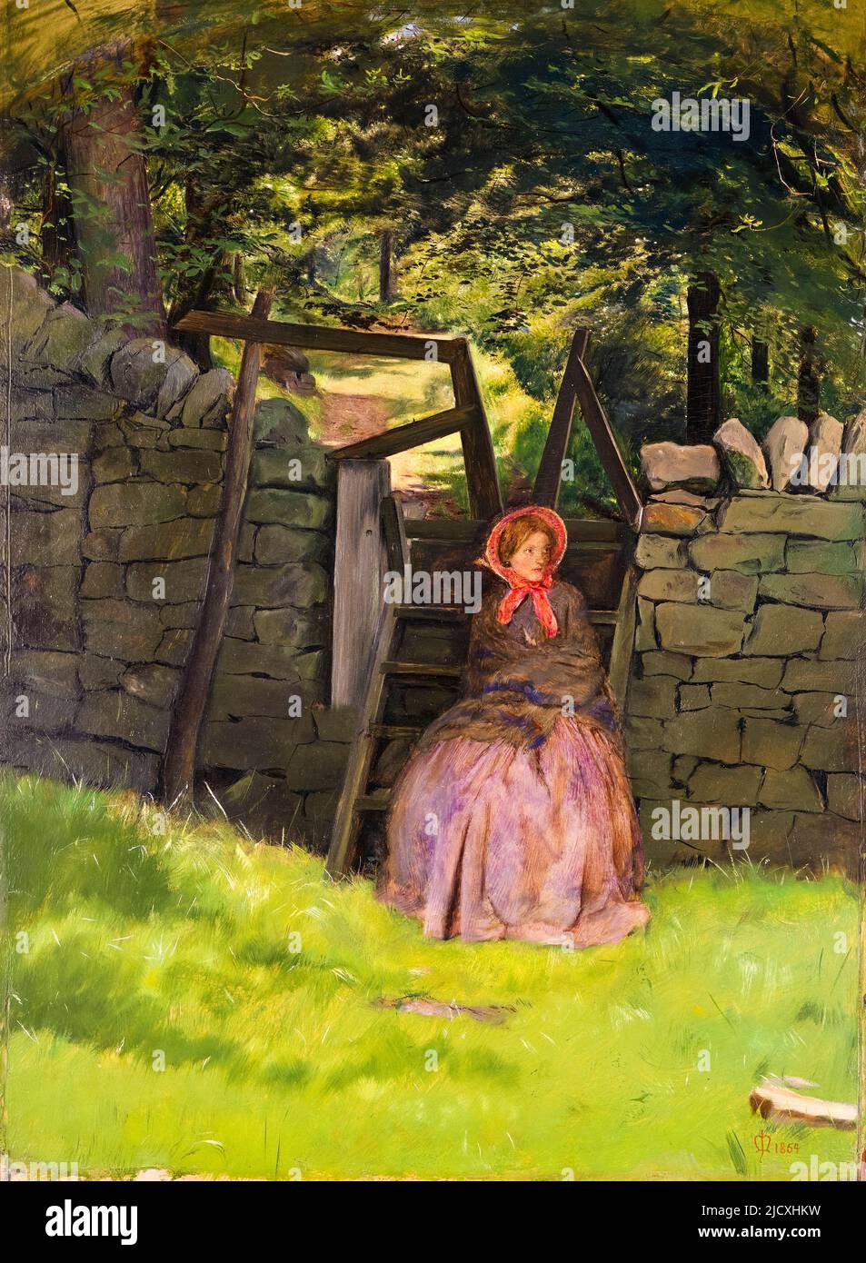 Sir John Everett Millais, wartend, Ölgemälde auf Tafel, 1854 Stockfoto