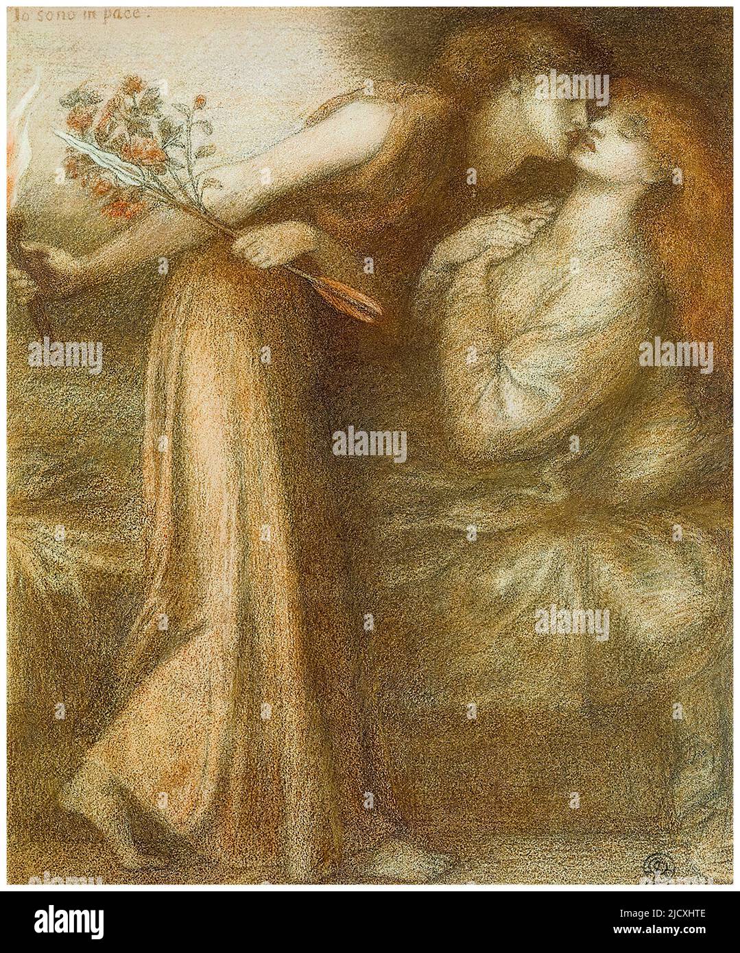 Dante Gabriel Rossetti, IO Sono in Pace (I am at Peace), Kreidezeichnung, 1875 Stockfoto