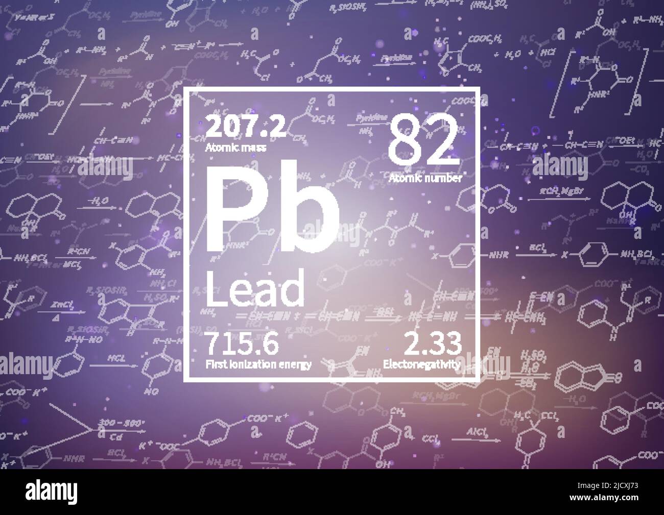Chemisches Bleielement mit erster Ionisationsenergie, Atommasse und Elektronegativitätswerten auf wissenschaftlichem Hintergrund Stock Vektor