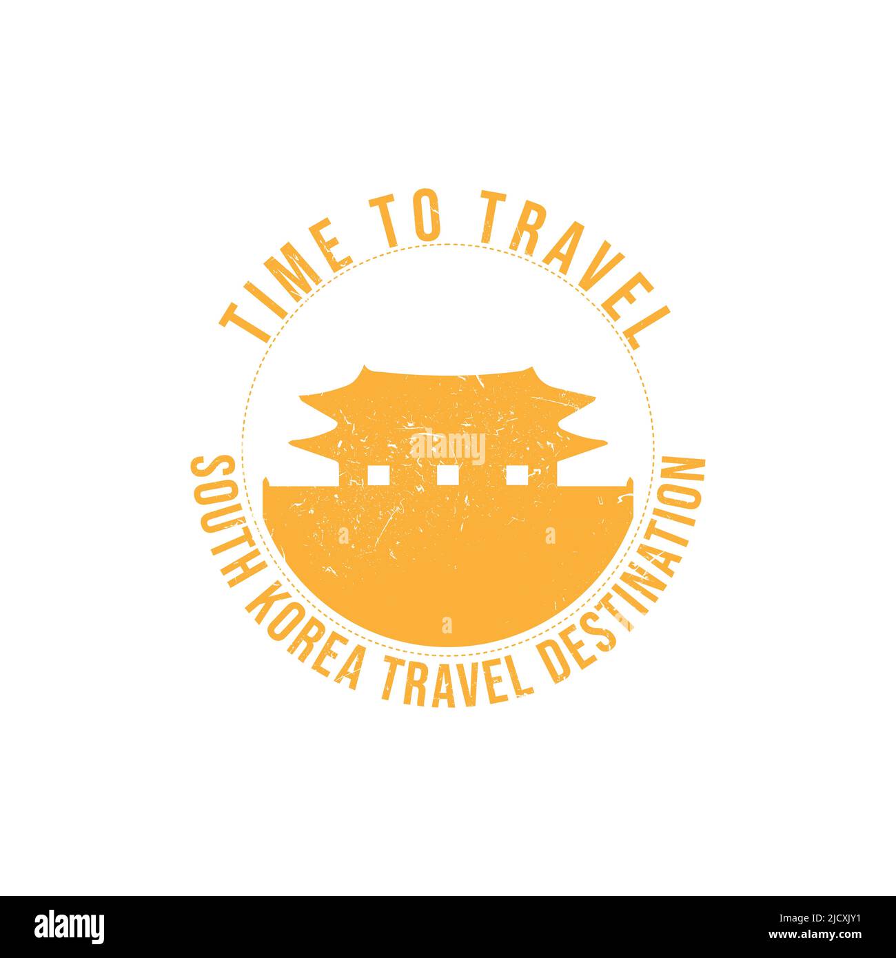 Grunge Gummistempel mit dem Text Südkorea travel Destination in der Marke geschrieben. Zeit zum Reisen. Silhouette von Südkorea historischen Ort Stock Vektor