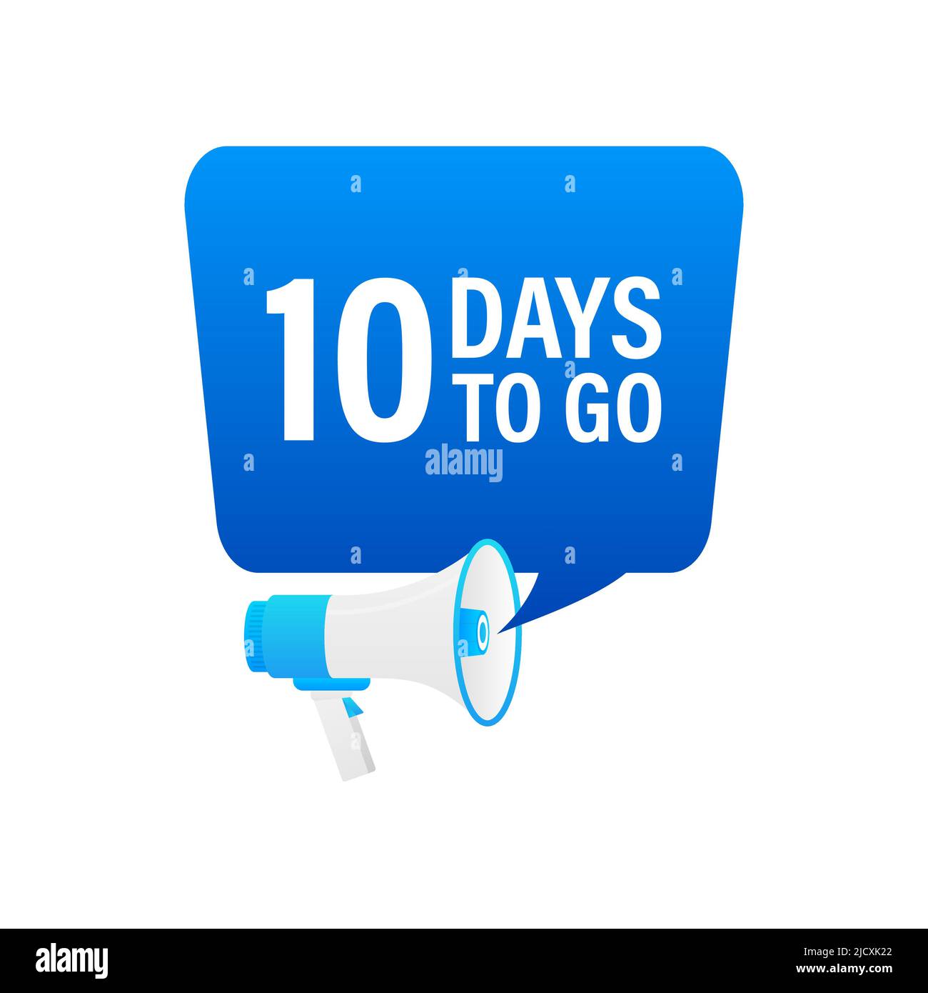 Lautsprecher. Männliche Hand hält 10 Tage vor dem Tag ein Megaphon. Banner für Unternehmen, Marketing und Werbung Stock Vektor