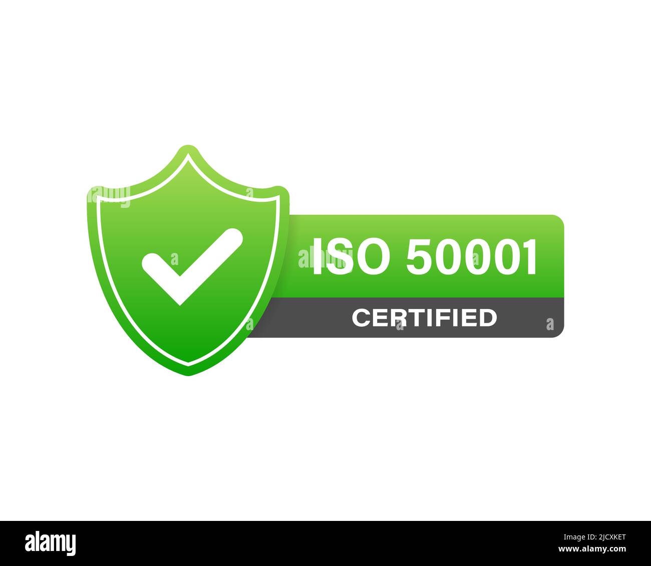 ISO 50001 Zertifikat Abzeichen - Energiemanagement. Vektorgrafik Stock Vektor