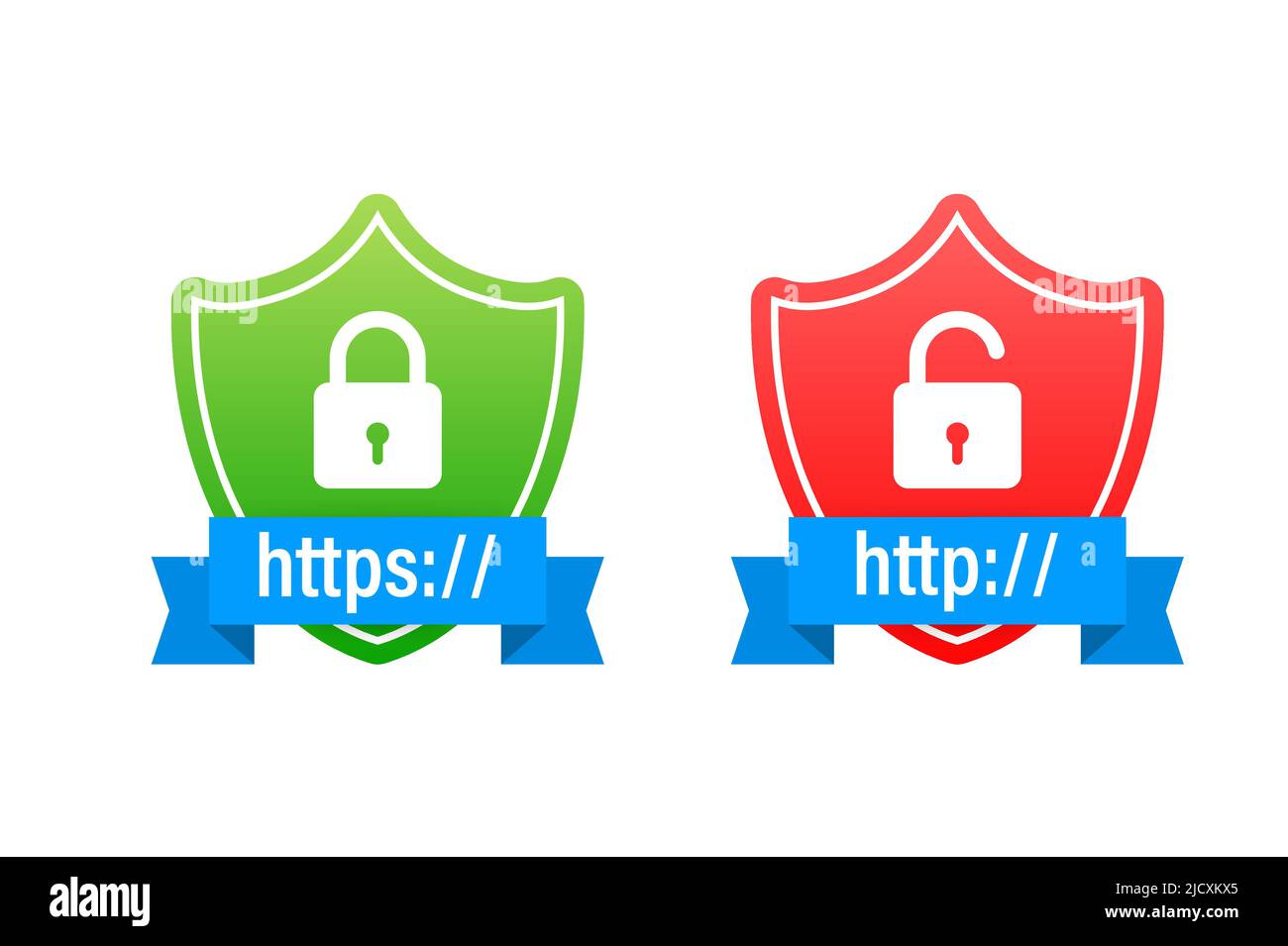 http- und https-Protokolle auf Shield. Stock Vektor