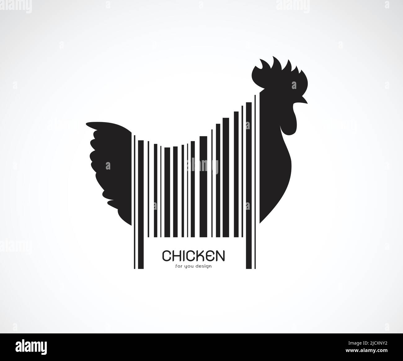 Vektor von Huhn auf dem Körper ist ein Barcode. Nutztiere. Hühnchen-Design. Leicht editierbare Vektorgrafik mit Ebenen. Stock Vektor
