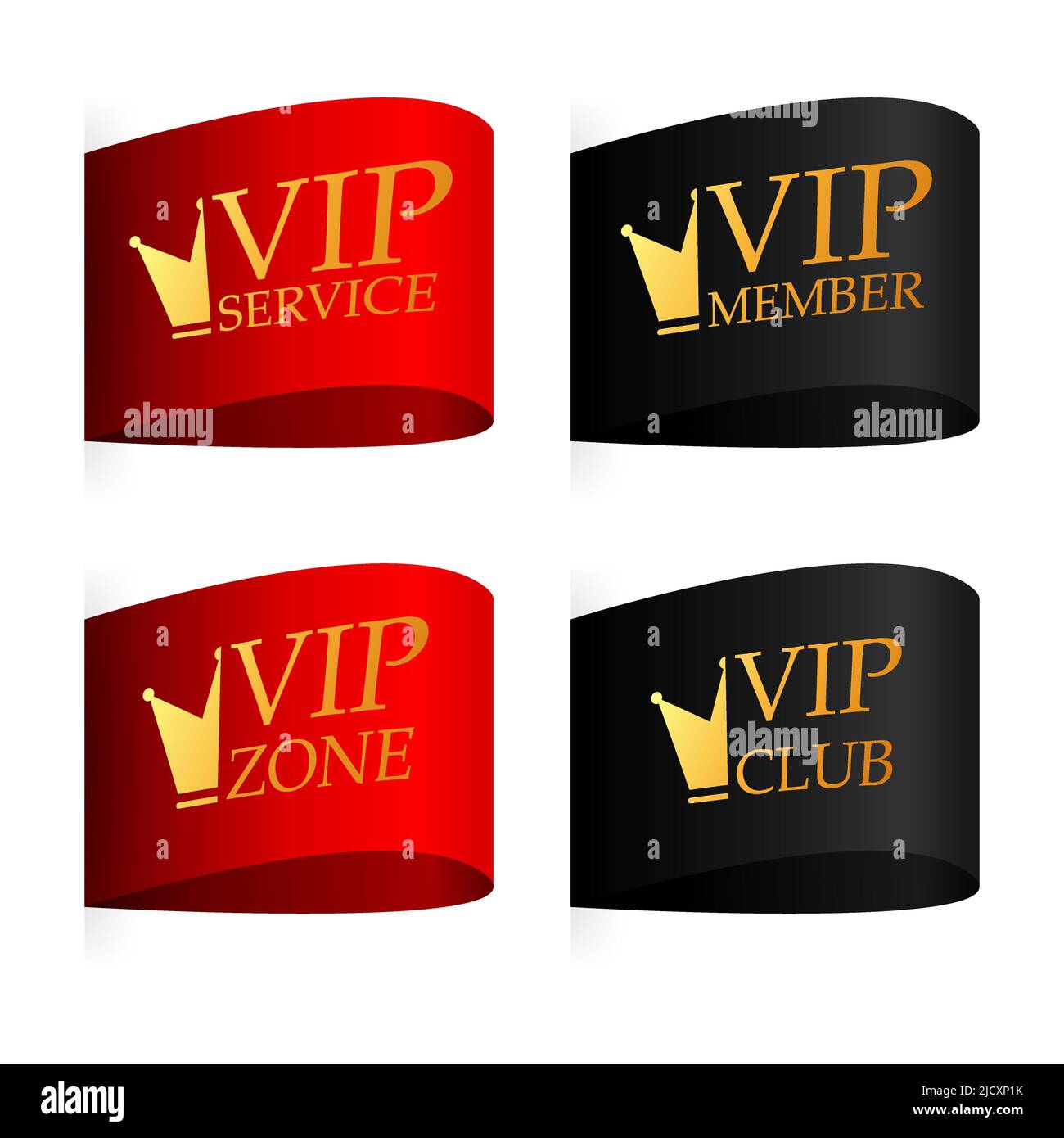 Rotes und schwarzes Band. Rundes Abzeichen für VIP-Clubmitglieder. Vektorgrafik. Stock Vektor