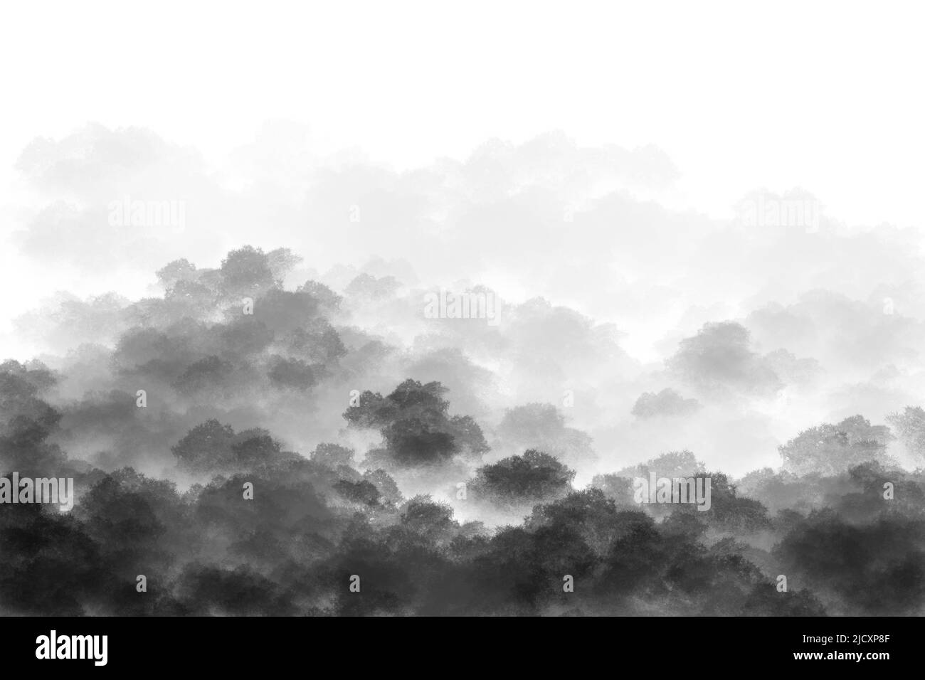 Regenwald in Tintenmalerei gemalt Stockfoto