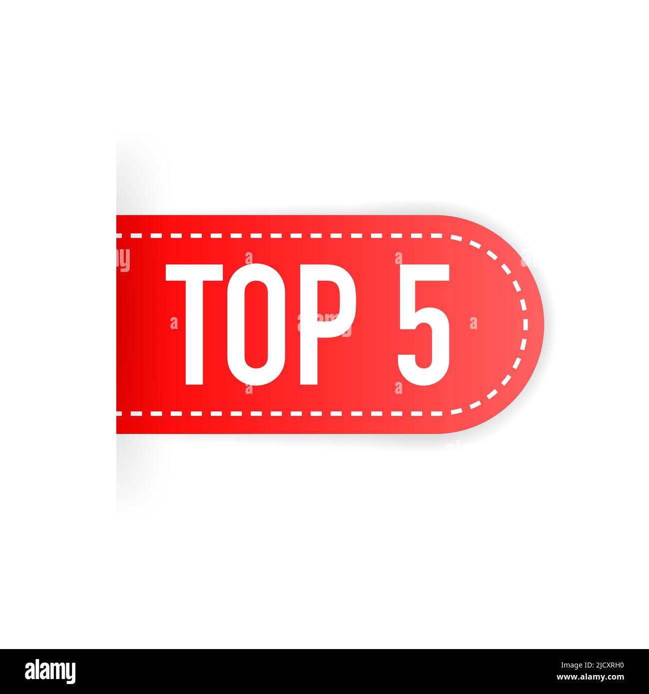 Top 5. Rotes Band. Flache Vektorgrafik auf weißem Hintergrund. Stock Vektor