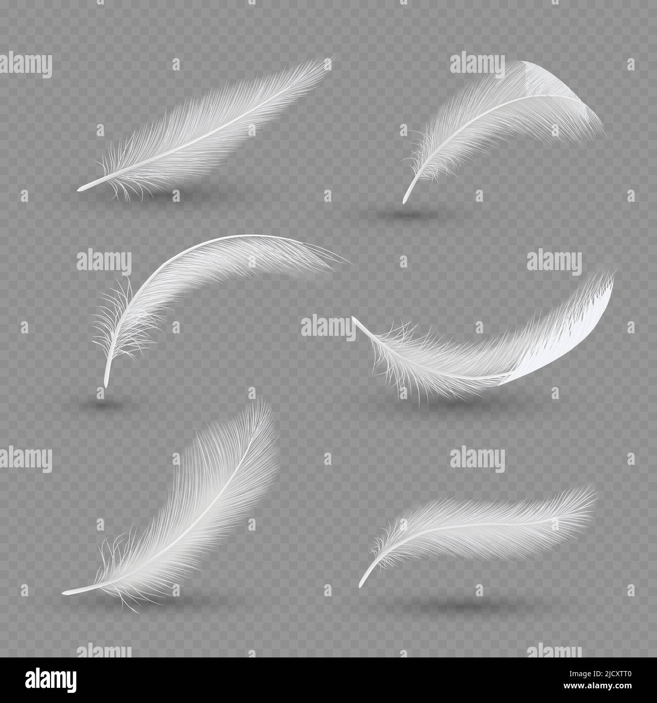 White Birds Feather Icon Set, Vektor-realistische Illustration Stock Vektor