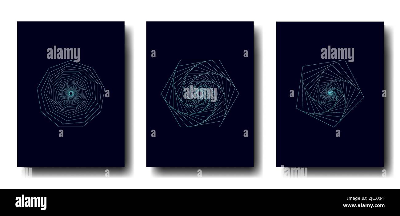 Abstrakte Neon Linie geometrische Formen Set. Futuristische Grafikelemente. Modernes Design 3D. Vektorgrafik Stock Vektor