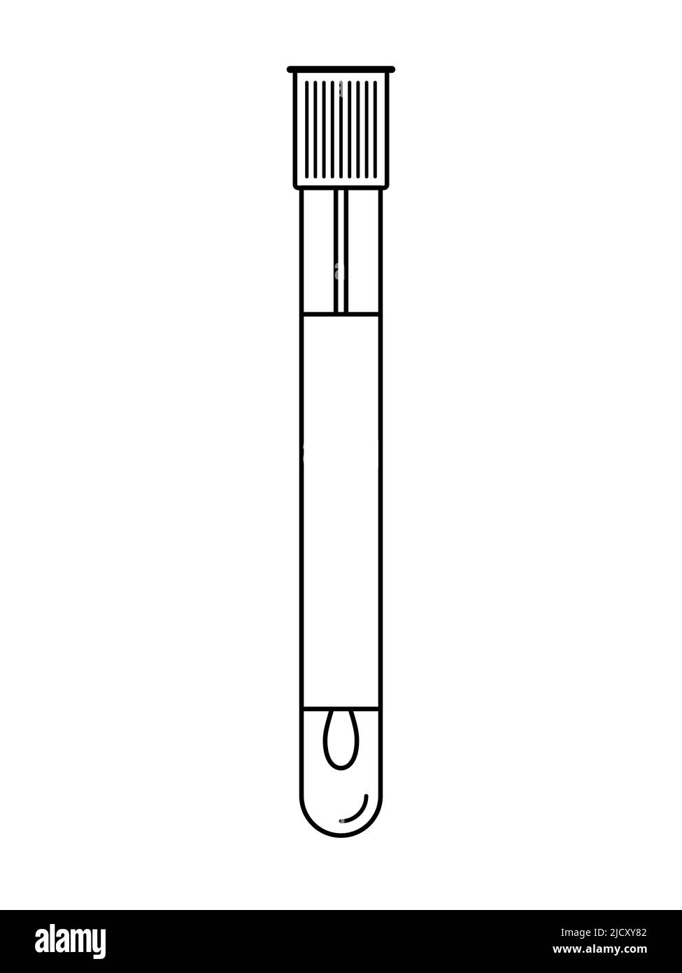 Reagenzglas mit Nasenabstrich aus Baumwolle. Umrisssymbol. Vektorgrafik, flaches Design Stock Vektor
