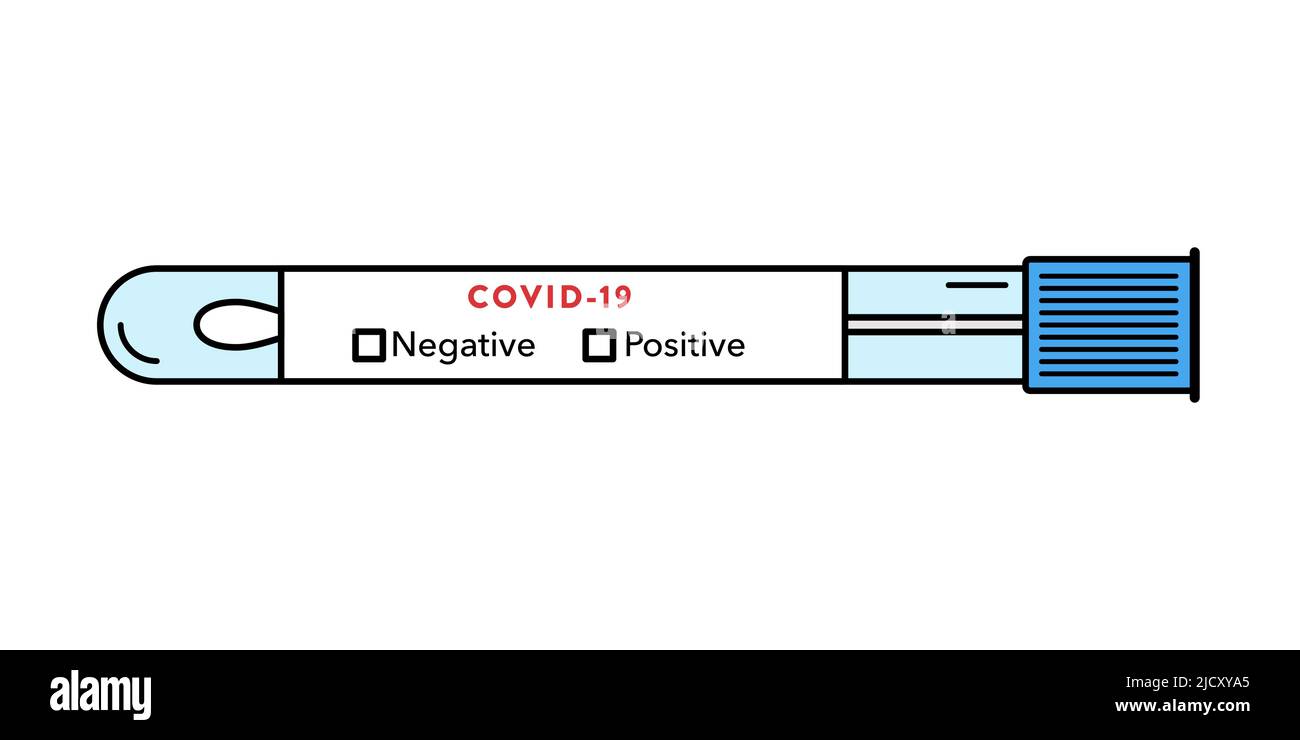 Reagenzglas mit Nasenabstrich aus Baumwolle. Covid 19. Ausgefülltes Symbol. Vektorgrafik, flaches Design Stock Vektor