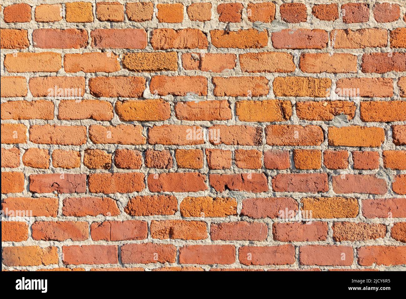 Alte Backsteinmauer eines alten amerikanischen Gebäudes mit original Ziegeln aus dem 19.. Jahrhundert Stockfoto