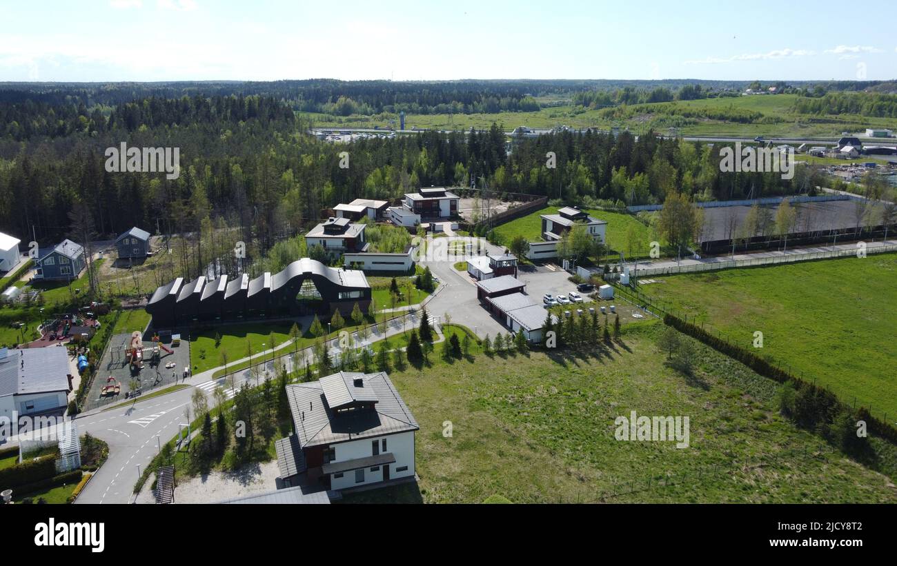 Luftaufnahmen eines teuren Landhauses Stockfoto