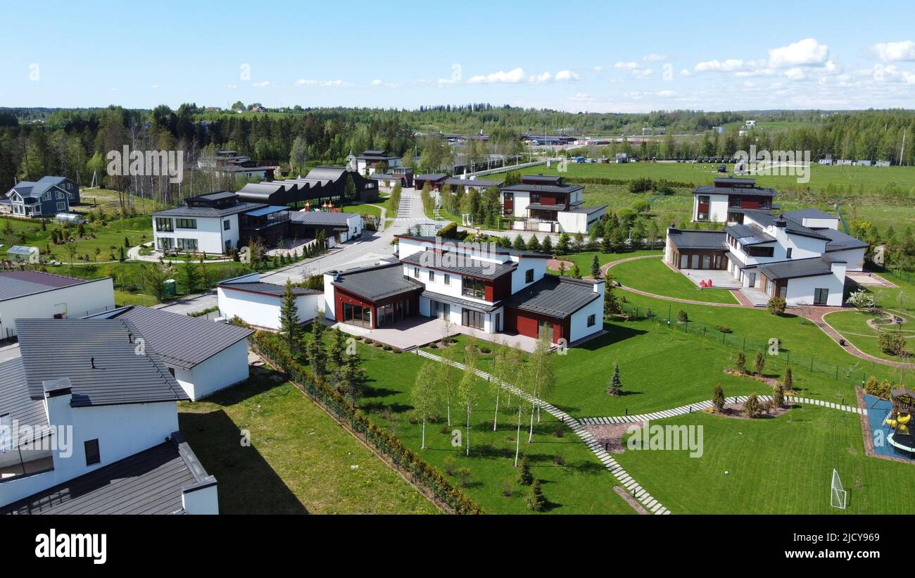 Luftaufnahmen eines teuren Landhauses Stockfoto