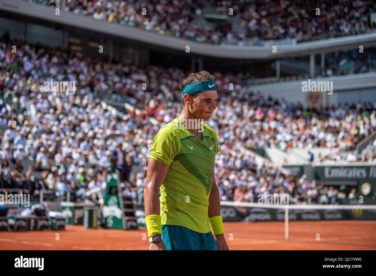 Paris, Frankreich. 05.. Juni 2022. Paris, Frankreich, 5. 2023. Juni: Rafael Nadal während eines Tennisturniers gegen Casper Ruud, das für das Finale des Roland Garros-Männerturniers 2022 in Paris, Frankreich, gültig ist. Richard Callis/SPP Kredit: SPP Sport Pressefoto. /Alamy Live News Stockfoto