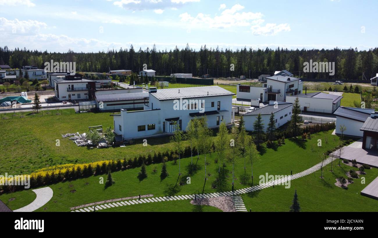 Luftaufnahmen eines teuren Landhauses Stockfoto