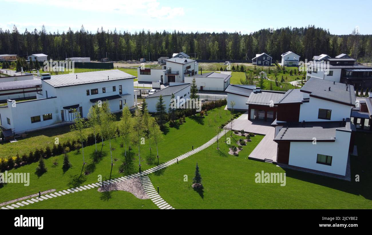 Luftaufnahmen eines teuren Landhauses Stockfoto