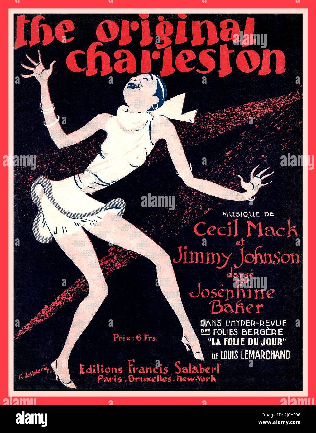 The Original Charleston Notenblätter 1900s Titelmusik von Cecil Mack und Jimmy Johnson, mit Tanz von Josephine Baker in der L'Hyder Revue Folies Bergere, 'La Folie Du Jour' Paris Frankreich Stockfoto