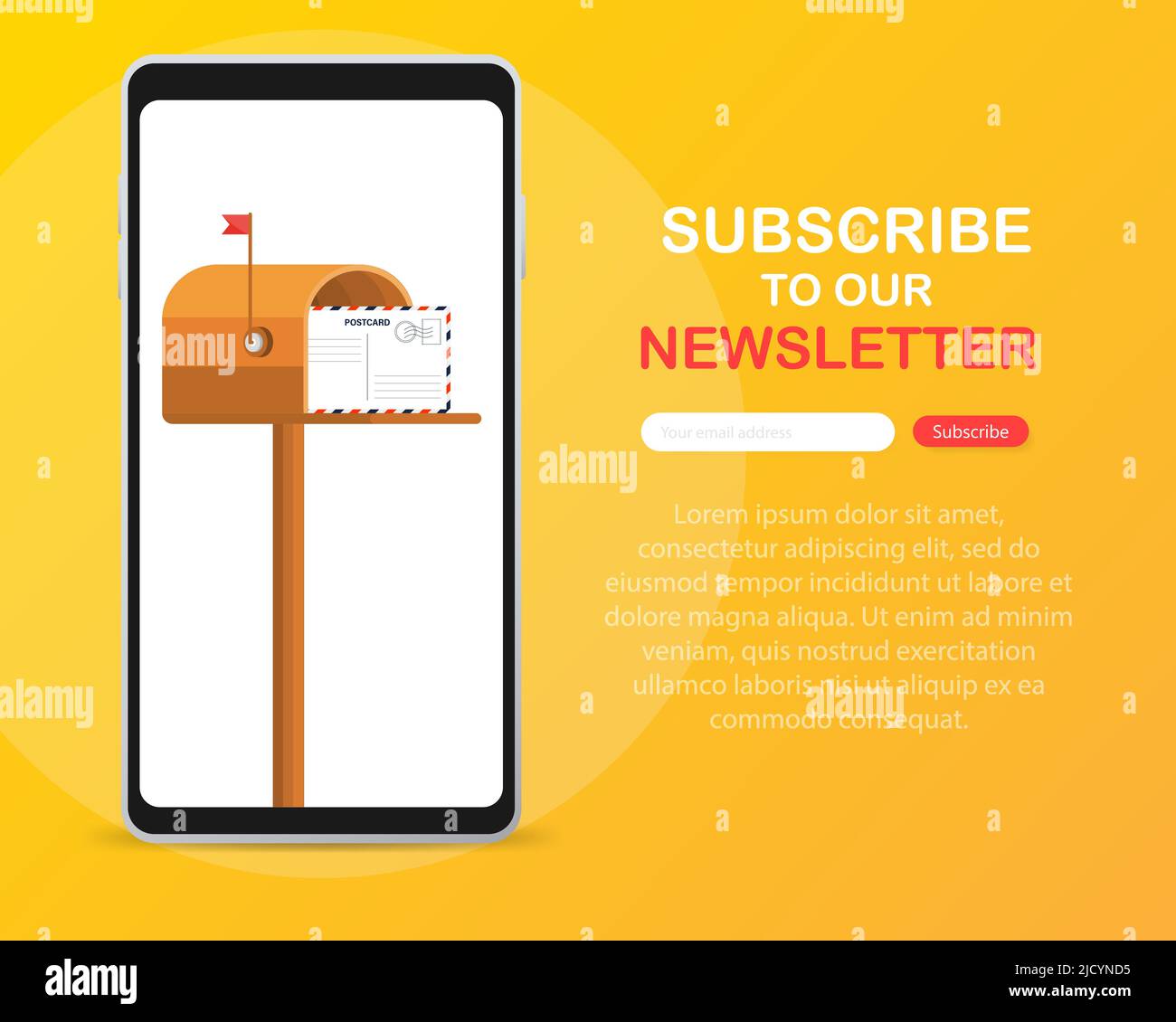 Abonnieren Sie Jetzt Unseren Newsletter. Vorlage Für Die Schaltfläche „Abonnieren“. Stock Vektor