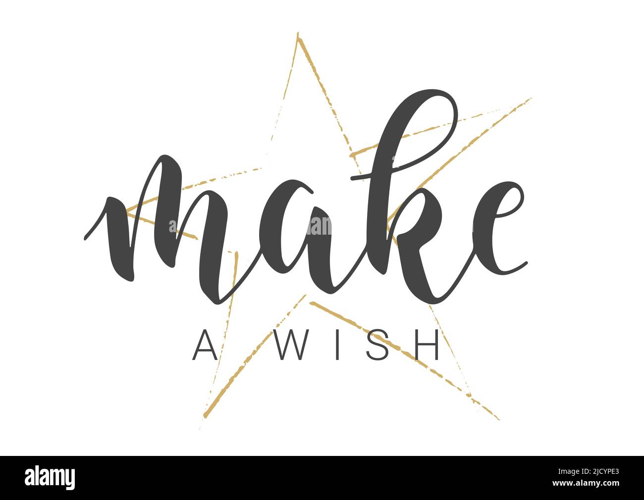 Vektorgrafik. Handgeschriebene Schriftzüge von Make A Wish. Vorlage für Banner, Postkarte, Poster, Print, Sticker oder Webprodukt. Stock Vektor