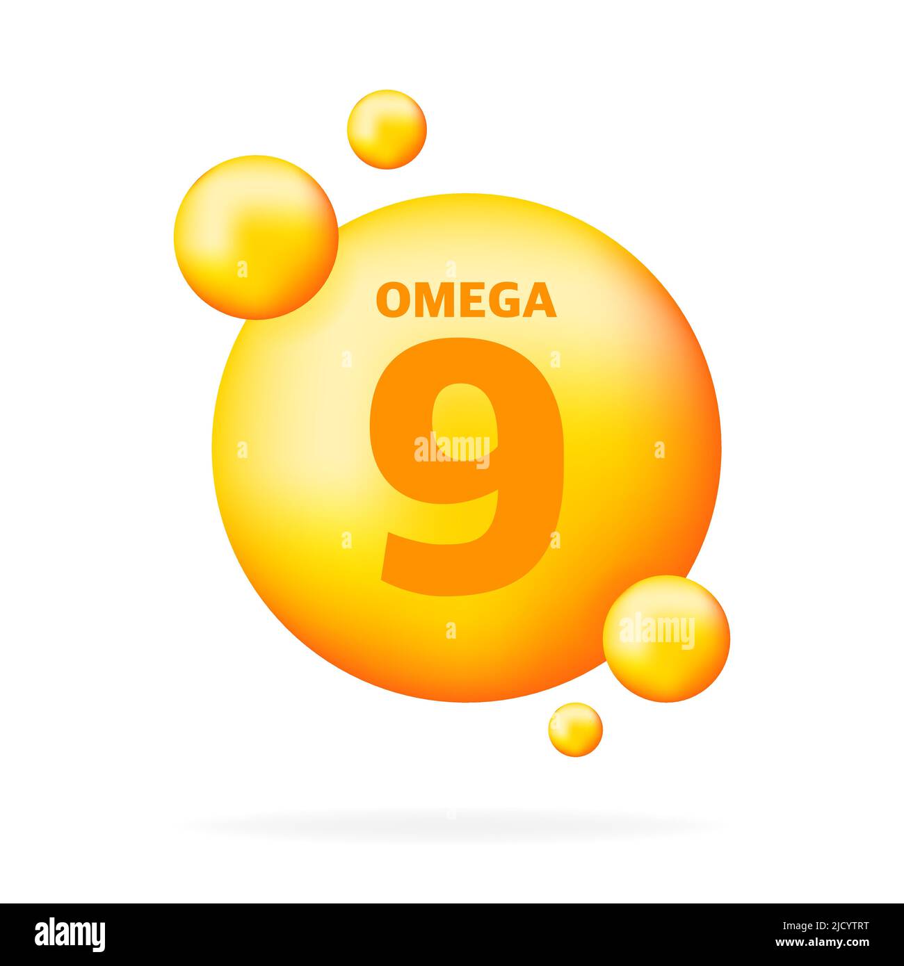 Shiny Fish Oil Nutrition, Omega 9, für eine gute Gesundheit isoliert auf transparentem Hintergrund. Vektorgrafik. Stock Vektor