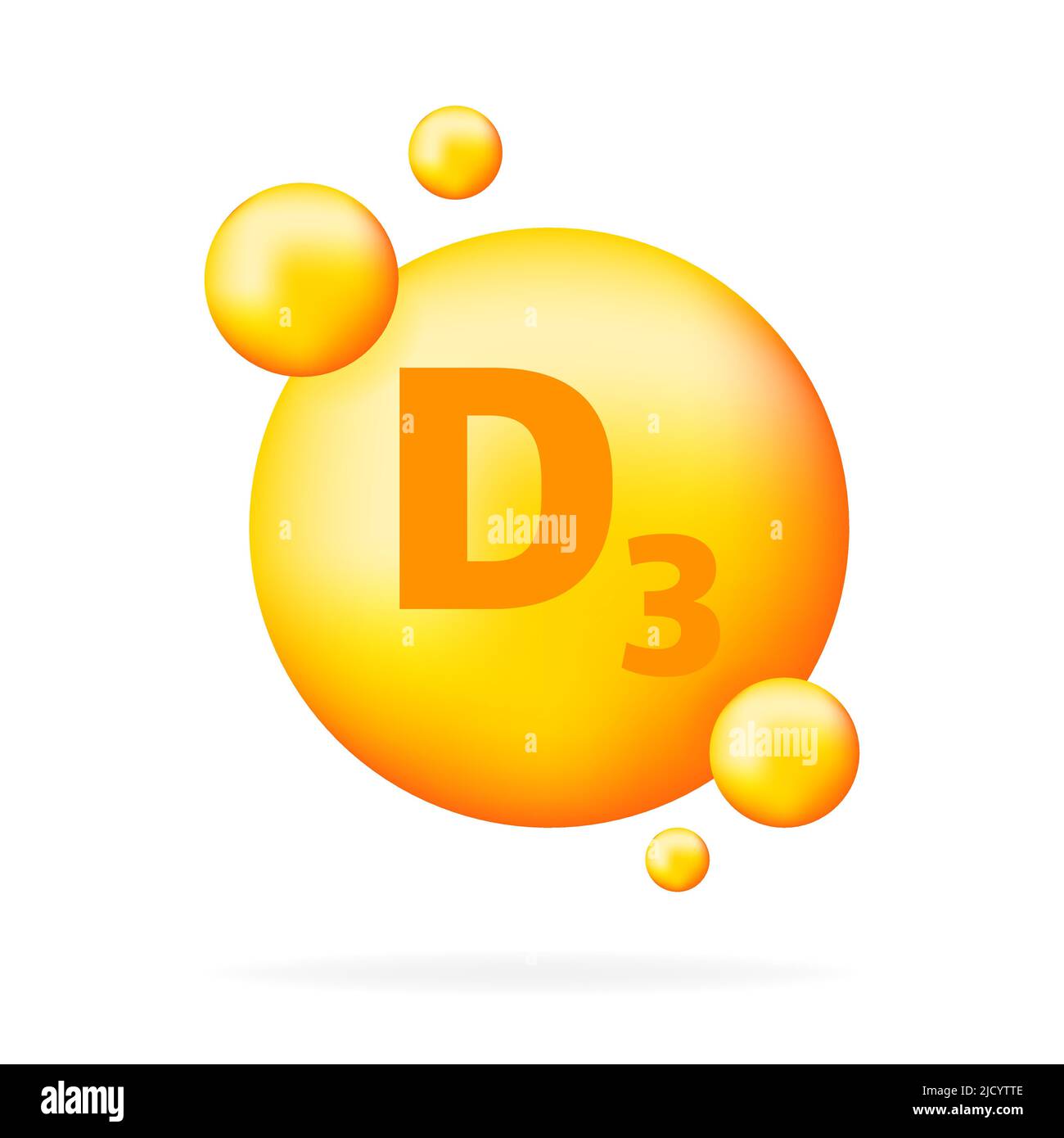 Vitamin D3. Symbol für die Kapsel mit Niacin-Vitamintropfen. Stock Vektor
