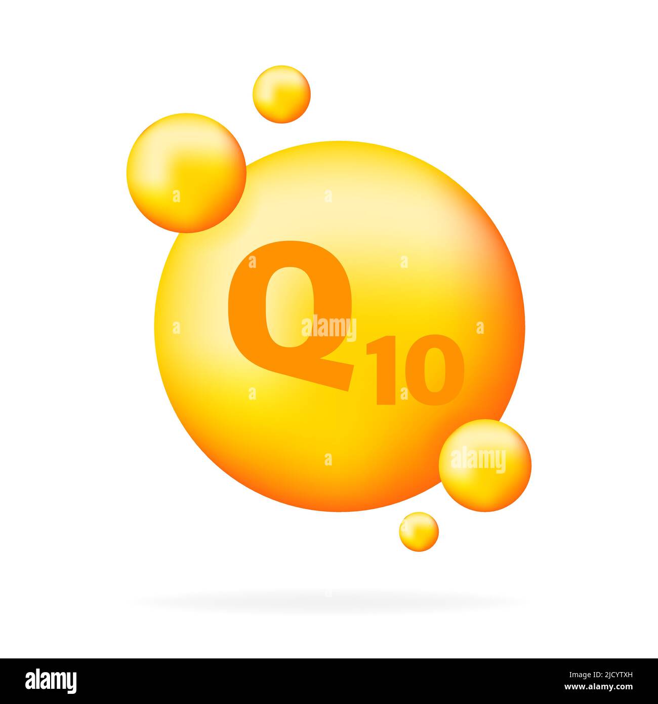 Vitamin Q10. Symbol für die Kapsel mit Vitamintropfen. Stock Vektor