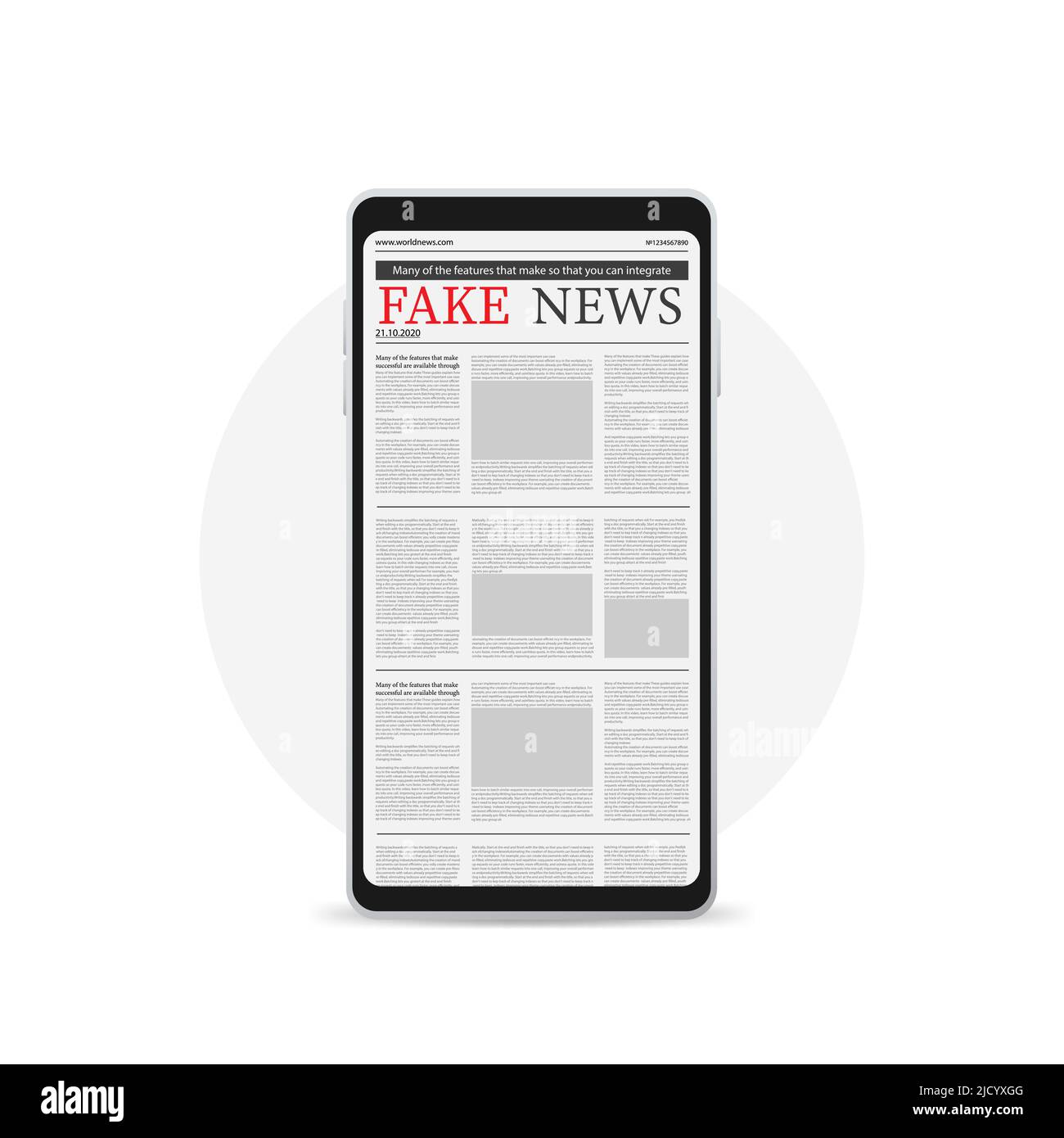 Digital News Konzept mit Business Newspaper auf dem Bildschirm Smartphone, Symbol auf weiß isoliert. Vektorgrafik. Stock Vektor